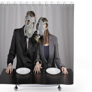 Personality  Couple At Gas Masks Shower Curtains