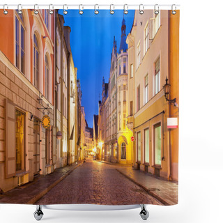 Personality  Evening Street In The Old Town In Tallinn, Estonia Shower Curtains