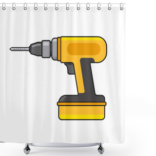Personality  Electric Hand Drill Icon. Vector Shower Curtains