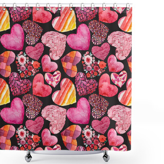Personality  Watercolor Hearts Pattern Shower Curtains