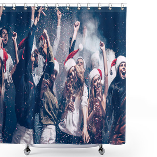Personality  People Dancing In Santa Hats Shower Curtains