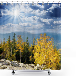 Personality  Mountain Autumn Landscape Shower Curtains