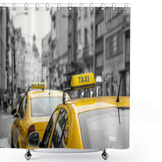 Personality  Yellow Taxi Cars On The Street Shower Curtains