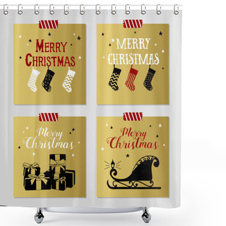 Personality  Christmas Cards Set. Shower Curtains
