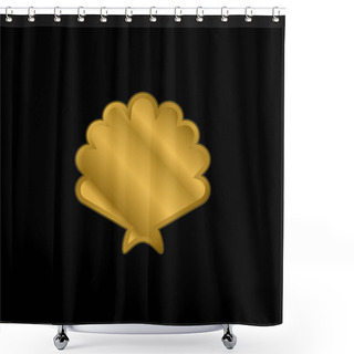 Personality  Big Shell Gold Plated Metalic Icon Or Logo Vector Shower Curtains