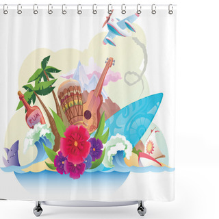 Personality  Tropical Island Shower Curtains