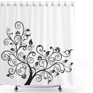 Personality  Flowers And Swirls Design Element Silhouette In Black Shower Curtains