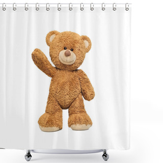 Personality  Cute Teddy Bear Isolated On White Background. Shower Curtains
