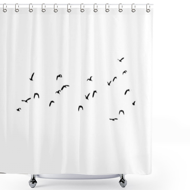Personality  Flock Of Birds Backlit Isolate Shower Curtains