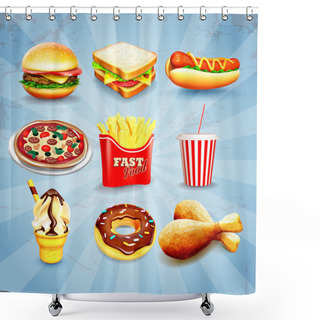Personality  Fast Food Icons Shower Curtains