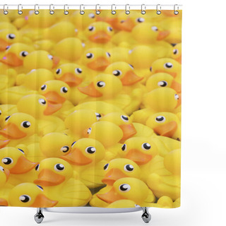 Personality  Yellow Toy Duck Floating In The Pool Shower Curtains