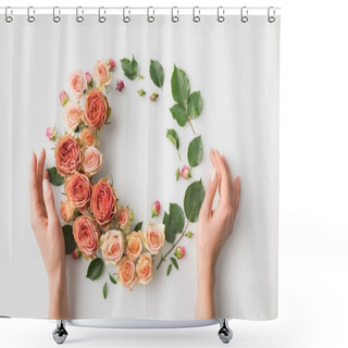 Personality  Hands With Flower Wreath Shower Curtains
