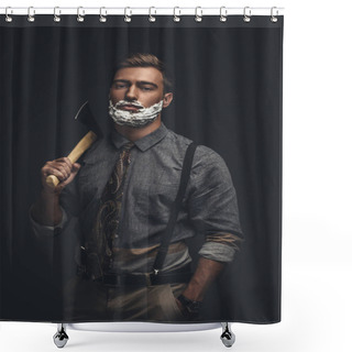 Personality  Man Holding Axe Shower Curtains