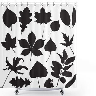 Personality  Silhouettes Of Leaves Isolated On White Background Shower Curtains