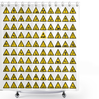 Personality  Safety Signs Warning Set Warndreieck BGV A8 Triangle Sign Vector Pictogram Icon Shower Curtains