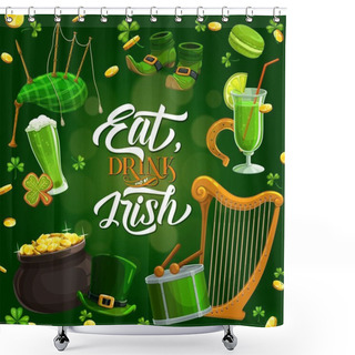 Personality  Irish Food, Drink. Music On Patrick Day, Horseshoe Shower Curtains