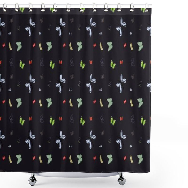 Personality  Colored Background With Different Accessories Shower Curtains