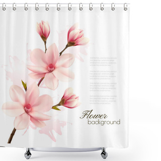 Personality  Spring Background With Blossom Brunch Of Pink Flowers. Vector Shower Curtains