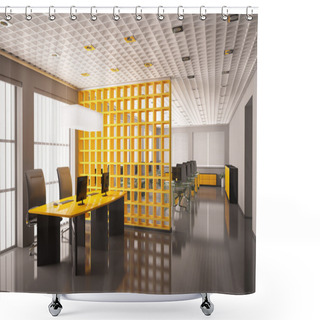 Personality  Modern Office Interior 3d Render Shower Curtains