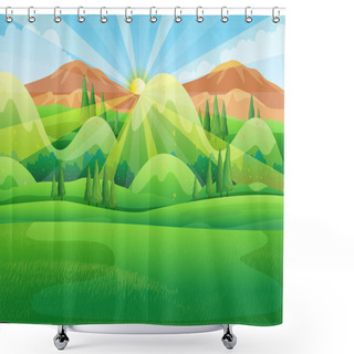 Personality  Nature Scene With Sunrise In The Morning Shower Curtains