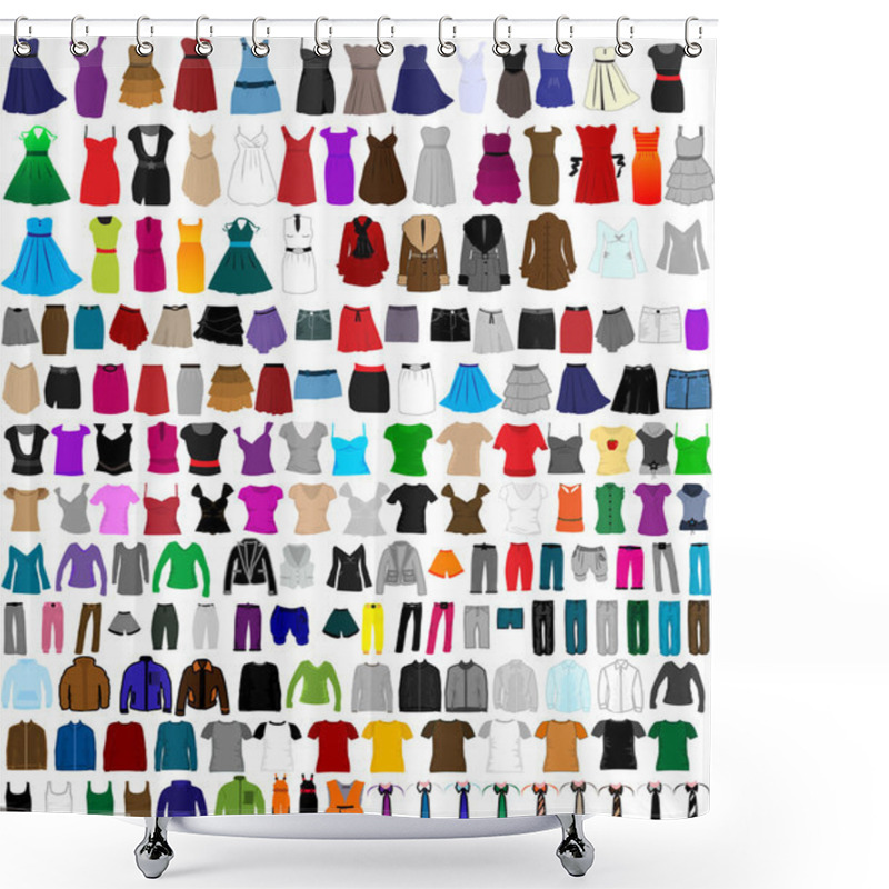 Personality  Big Collection Of Clothes And Accessories Shower Curtains
