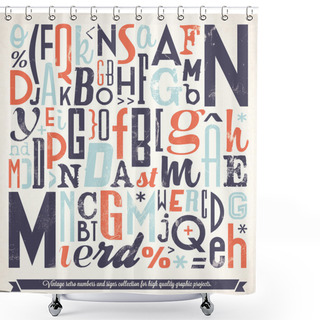 Personality  Various Retro Vintage Typography Collection Shower Curtains