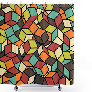 Personality  Isometric Fall Cubes Seamles Texture Background. Vector Shower Curtains