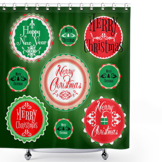 Personality  Merry Christmas Vintage Labels Shower Curtains
