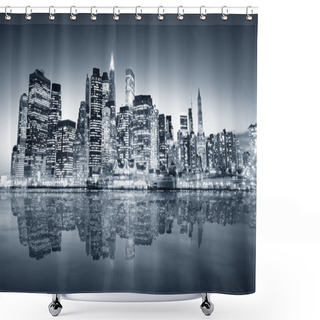 Personality  Big Apple After Sunset - New York Manhat Shower Curtains