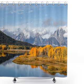 Personality  A Scenic Reflection Of The Teton Landscape In Fall Shower Curtains