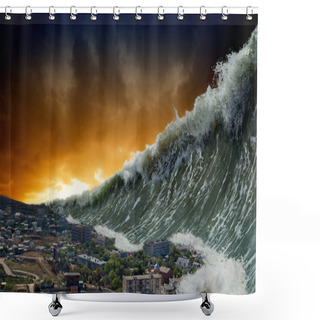 Personality  Tsunami Waves Shower Curtains