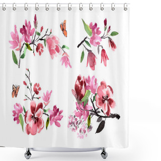 Personality  Magnolia Flowers Pattern Shower Curtains