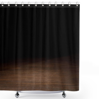 Personality  Brown Striped Wooden Textured Background On Black Shower Curtains