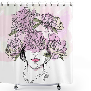 Personality  The Head Of Girl With Flowers Wreath, Warm Colors Shower Curtains