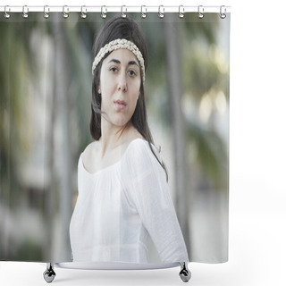 Personality  Young Hippie Woman Shower Curtains