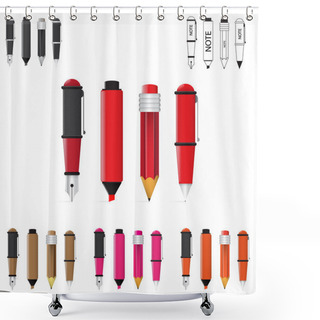 Personality  Vector Pen, Pencil, Marker Shower Curtains