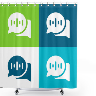 Personality  Audio Message Flat Four Color Minimal Icon Set Shower Curtains