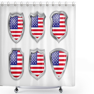 Personality  Different Icons With Flag Of USA Shower Curtains
