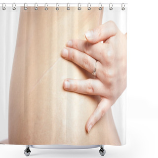 Personality  Woman Touching Her Scar Shower Curtains