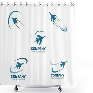 Personality  Jet Plane Logo Vector Icon Illustration Design Shower Curtains
