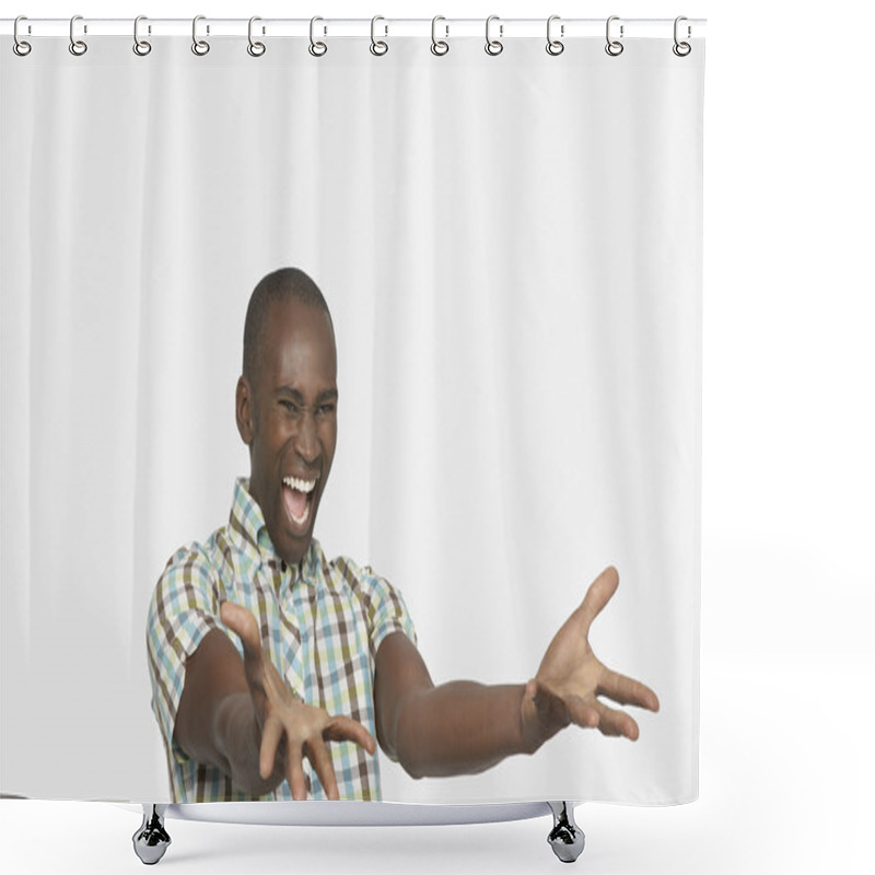 Personality  Enthusiastic Man Gesturing Shower Curtains