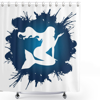 Personality  Mermaid Sitting Vector Shower Curtains