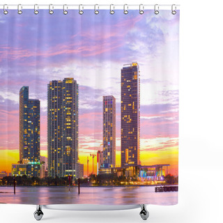 Personality  Panorama Of Miami Florida Shower Curtains