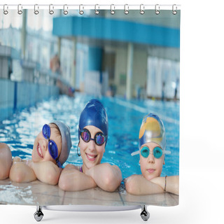 Personality  Happy Children Group At Swimming Pool Shower Curtains