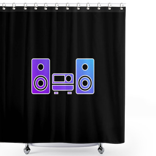 Personality  Audio Equipment Blue Gradient Vector Icon Shower Curtains