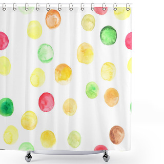 Personality  Watercolor Polka Dot Seamless Pattern Shower Curtains