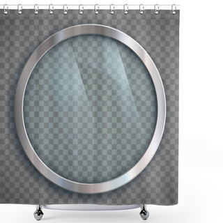 Personality  Metal Frame With Glass. Template Isolated On A Transparent Background. Vector Background With Copy Space. Shower Curtains