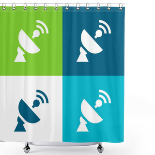 Personality  Antenna Flat Four Color Minimal Icon Set Shower Curtains