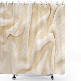 Personality  Full Frame Of Folded White Woolen Fabric Background Shower Curtains