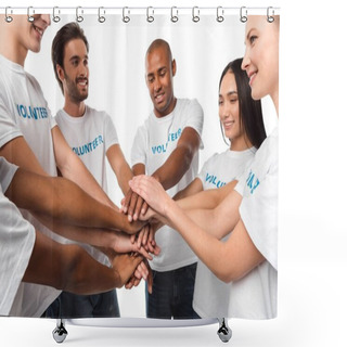 Personality  Volunteers Making Team Gesture Shower Curtains